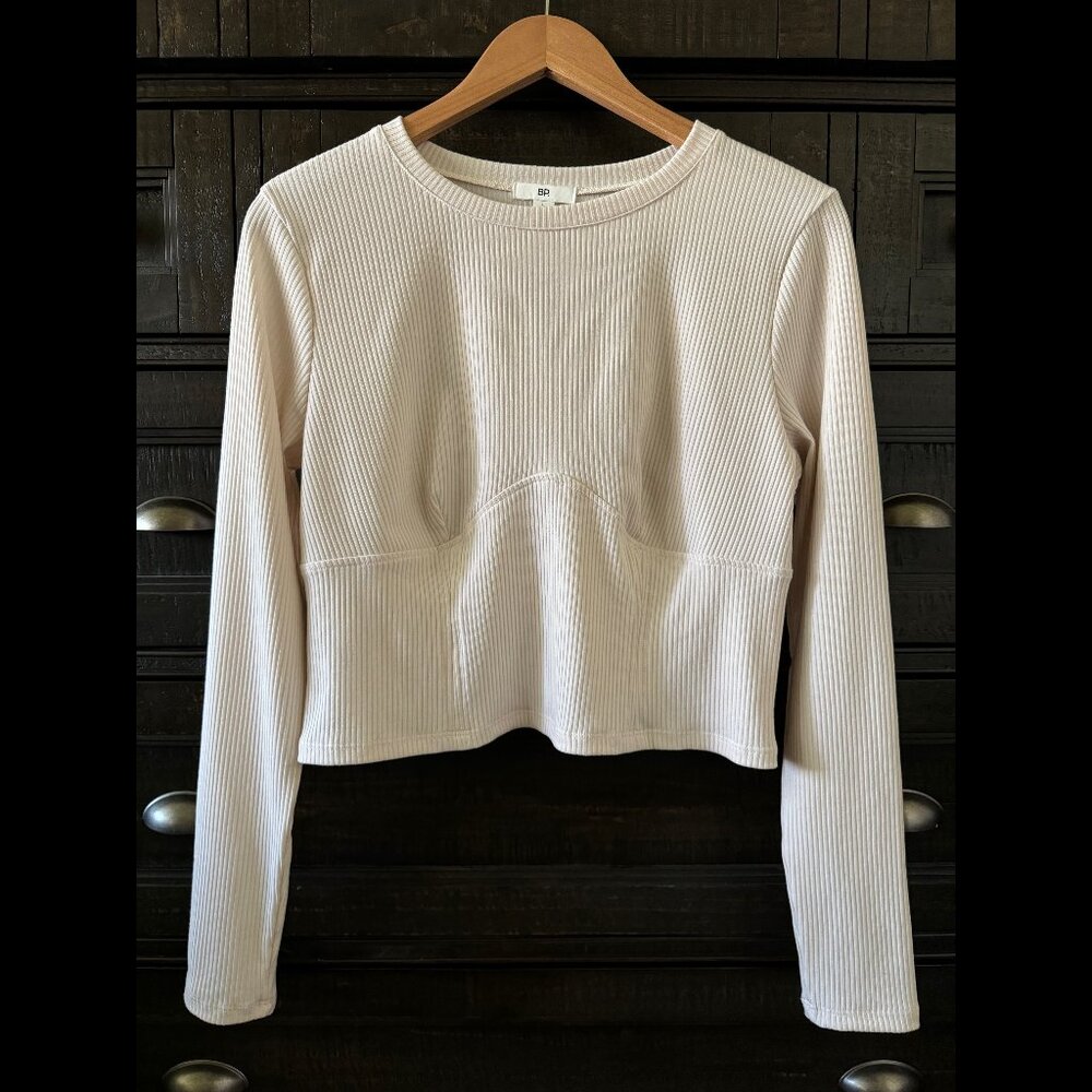 Nordstrom BP Corset Seamed Sweater Ivory Size Large